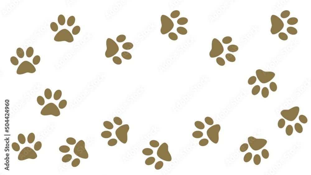 Footprints of a walking animal. Paw prints on a white background are isolated. Footprints of a walking animal. Paw prints on a white background are isolated.