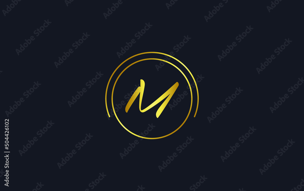 Golden circle and simple flat logo design vector with the letter and ...
