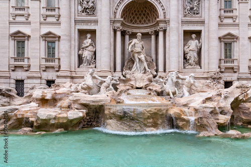 Trevi Fountain, the largest Baroque fountain in the city and one of the most famous fountains in the world located in Rome (Roma), Lazio, Italy, EU Europe. Fontana di Trevi in the Trevi district
