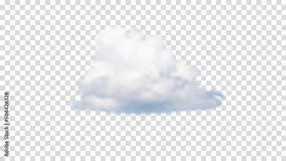 Cloud isolated on transparent background, realistic cloud effect