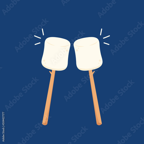 Marshmallow and stick vector. free space for text. wallpaper. background. Marshmallow stick.