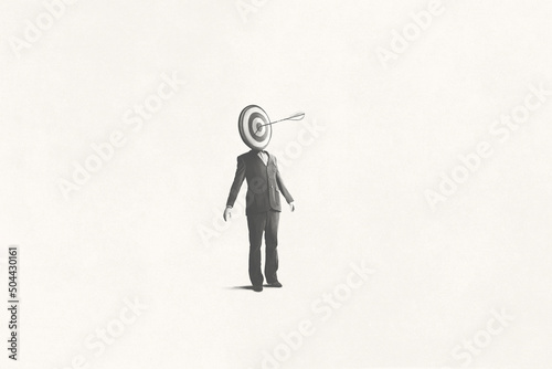 Illustration on black and white human target, surreal business concept
