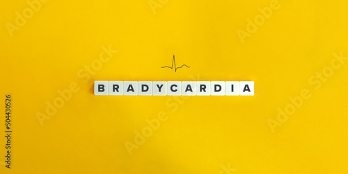 Bradycardia Word, Icon, and Banner. Letter Tiles on Yellow Background. Minimal Aesthetics. photo