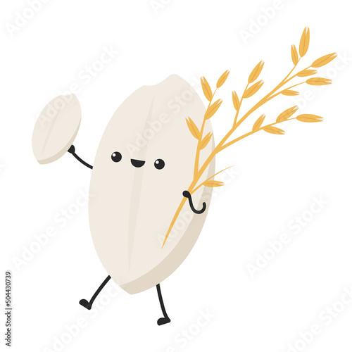 Rice character design. rice vector on white background. rice seed.