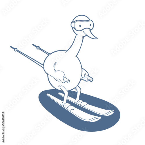 Goose skiing illustration
