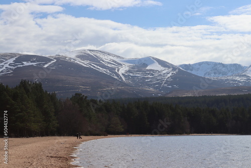 Cairngorm mountain from loch morlich scotland photo