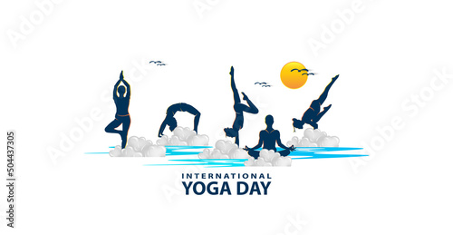 21 June- international yoga day, woman in yoga body posture. Vector