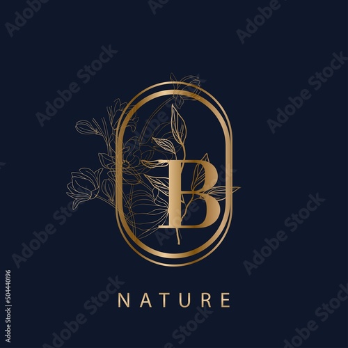 Luxury vector logo with business card template. Premium letter B logo with gold design. Elegant corporate identity.