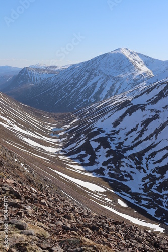 Cairn Toul and the Devil's point through Lairig Ghru and pools of dee cairngorms scotland highlands photo