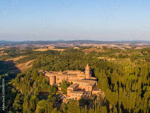 Obraz na płótnie Aerial view of the Abbey of Monte Oliveto Maggiore w salonie