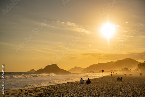Lindo por do sol na praia do Recreio, zona oeste do Rio de Janeiro. photo
