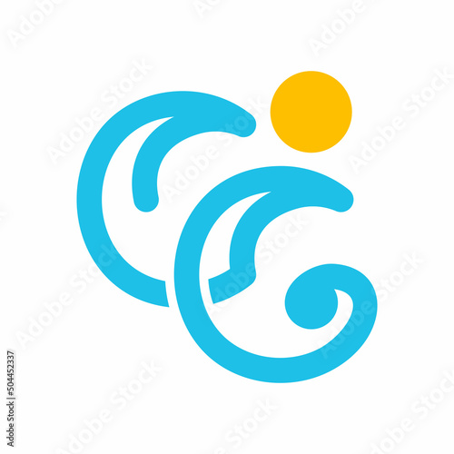 wave initial Letter CC Logo design