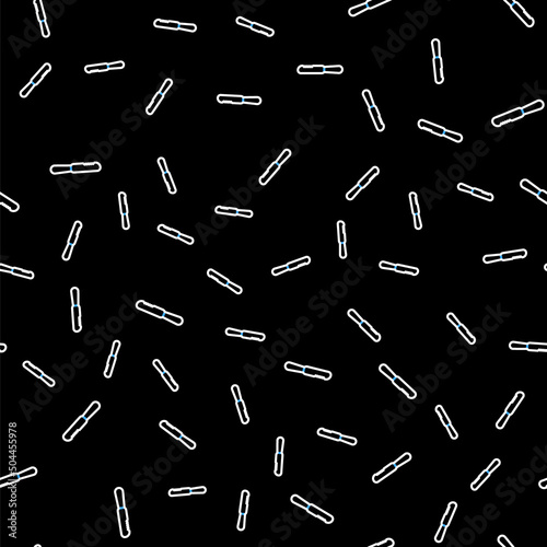Line Disposable plastic knife icon isolated seamless pattern on black background. Vector