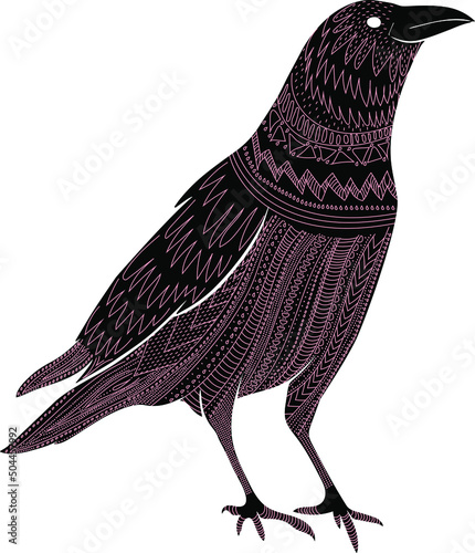 raven folk with ornament mystic bird for halloween isolated vector hand drawn