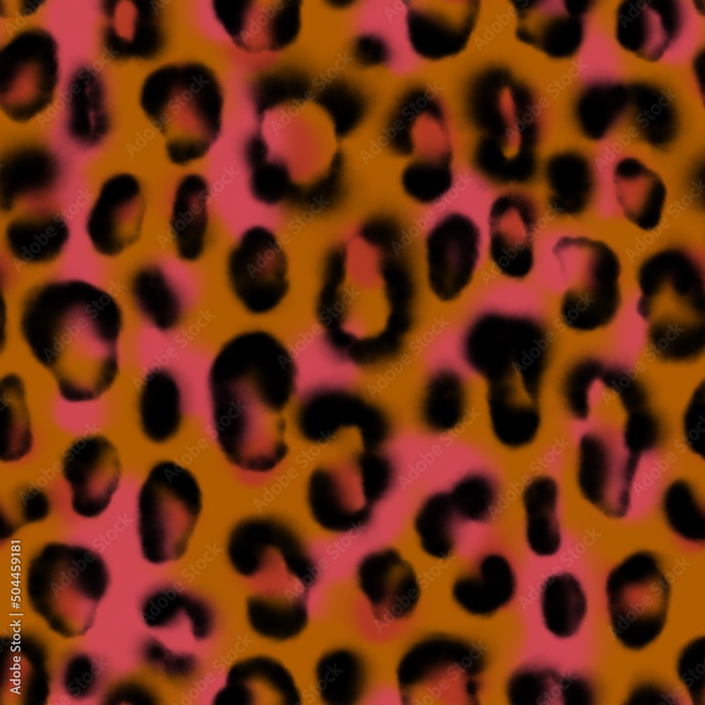 Obraz premium Blurred watercolor colorful leopard pattern. 
