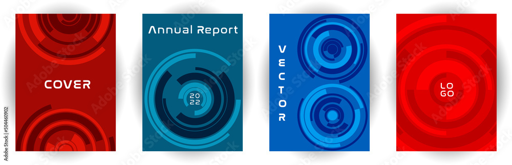 Annual report cover page layout vector collection with aim goal circle pattern concept.