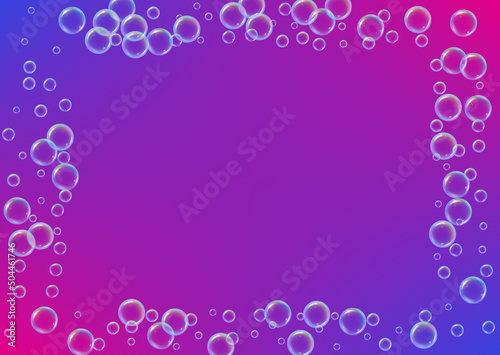 Bubble background with shampoo foam and detergent soap. 3d vecto