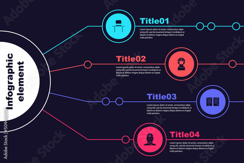 Set Orthodox jewish hat with sidelocks, Jesus Christ, The commandments and Man third eye. Business infographic template. Vector