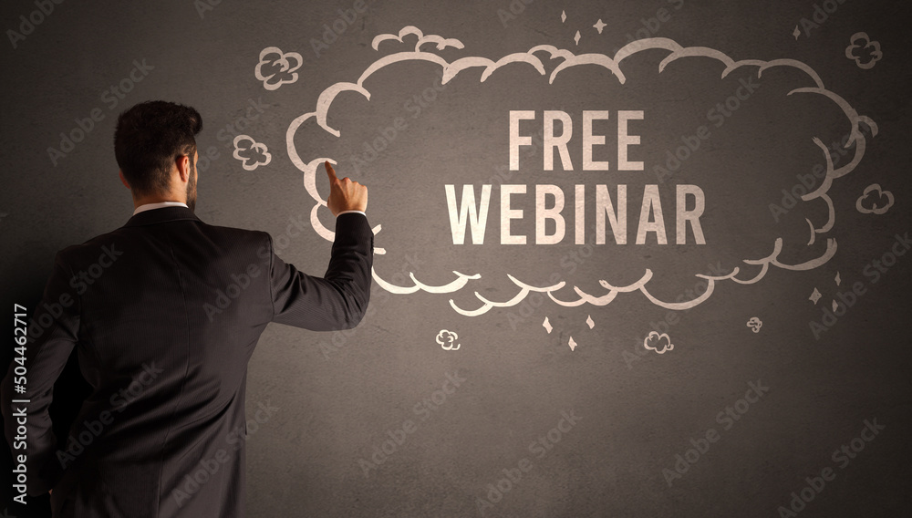 businessman drawing a cloud with inscription businessman drawing a cloud with inscription