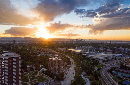 Aerial View of Denver, Colorado seen from Cherry Creek Neighborhood