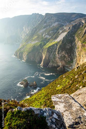 Slieve League, Irelands highest sea cliffs, located in south west Donegal along this magnificent costal driving route. One of the most popular stops at Wild Atlantic Way route, Ireland