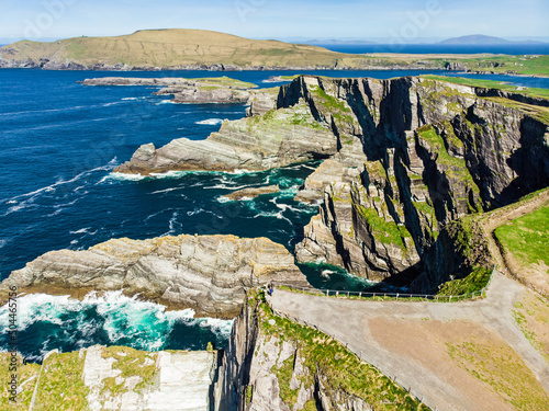 Amazing wave lashed Kerry Cliffs, widely accepted as the most spectacular cliffs in County Kerry, Ireland. photo