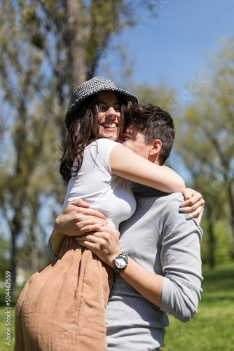 Lovely Happy Young Couple Fondling