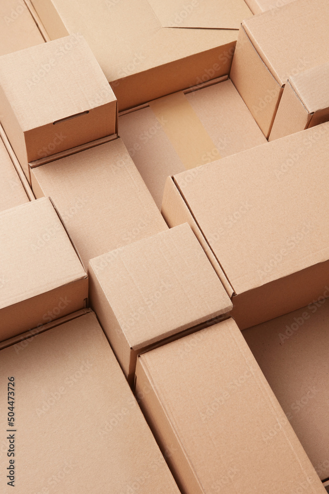 Pattern of brown cardboard parcel boxes Pattern of brown cardboard parcel boxes
