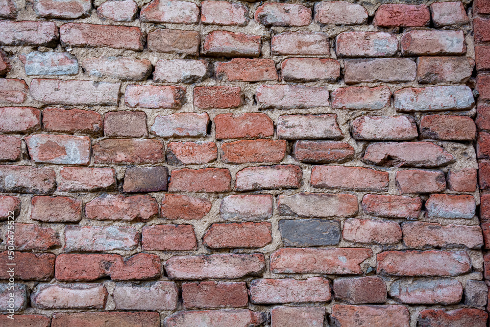 Background wall of red bricks. Wallpaper, texture of shabby bricks. Background wall of red bricks. Wallpaper, texture of shabby bricks.