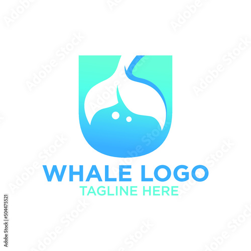 Letter U Whale Logo Design Template Inspiration, Vector Illustration.