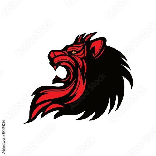 lion head logo, silhouette of great angry lion vector illustrations photo