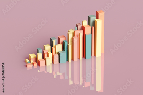 3D financial performance bar chart results 