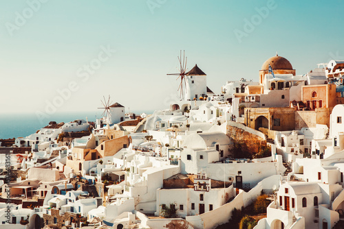 Walking in the streets of Santorini in Greece