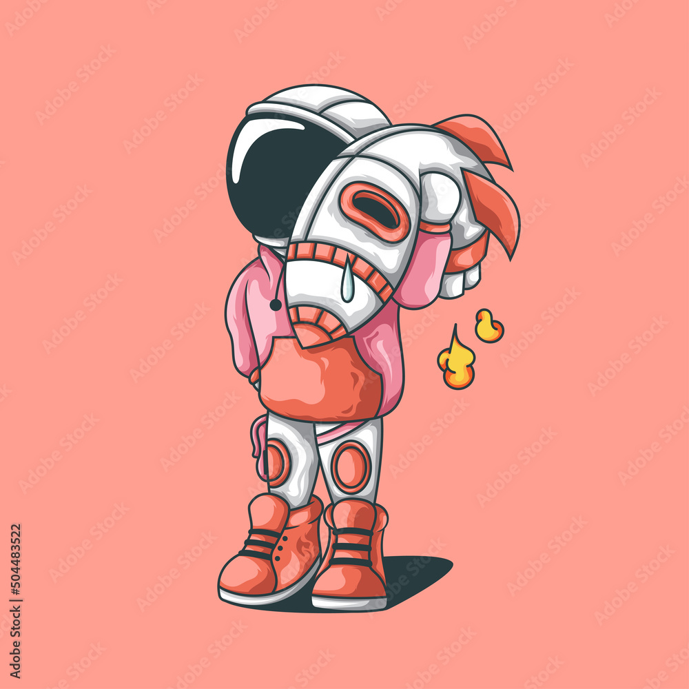astronaut and rocket illustration template