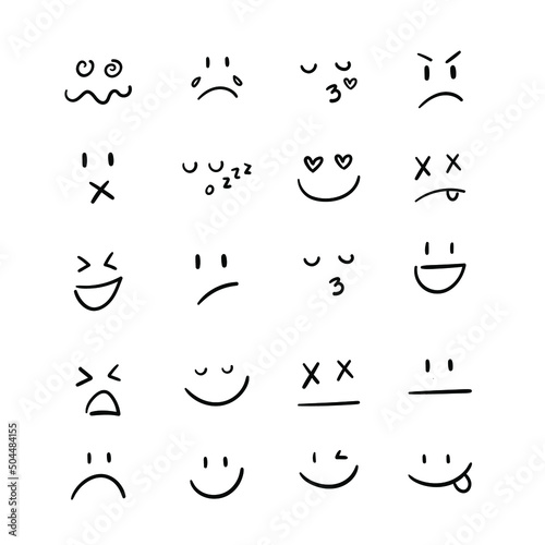 Vector hand drawn smiley faces