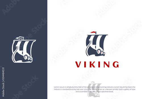 viking ship logo design. logo template