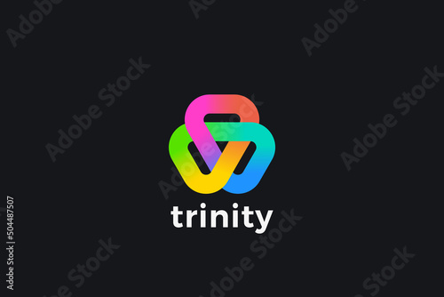 Trinity Loop Triangle Logo Abstract Design Vector template. Partnership Friendship Social Network Logotype concept icon.