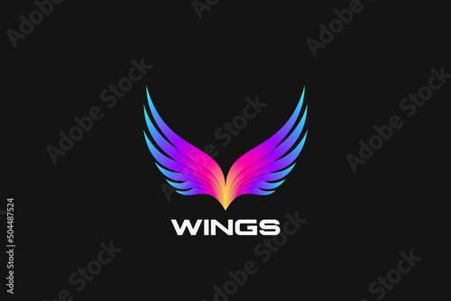 Wings Logo Bird Abstract Vector Silhouette design template. Colorful Wing Elements for Logotype Heraldic Emblem identity.