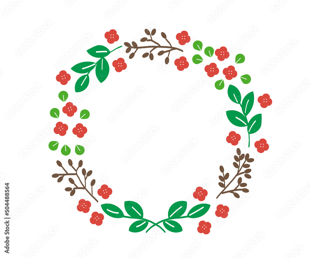 Fototapeta premium 赤い小花のリース