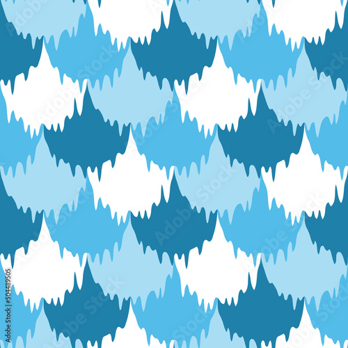 Abstract geometric seamless pattern. Scales background with paint runs, icicles, winter, snow design