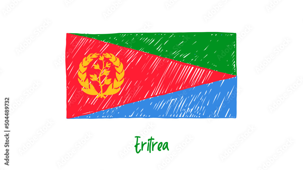 Eritrea National Country Flag Marker or Pencil Sketch Illustration Vector