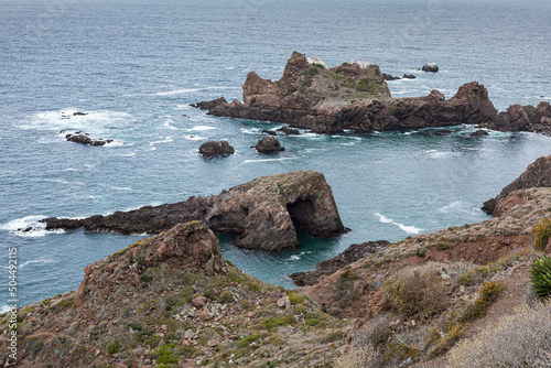 Caves and rocks in the middle of the ocean