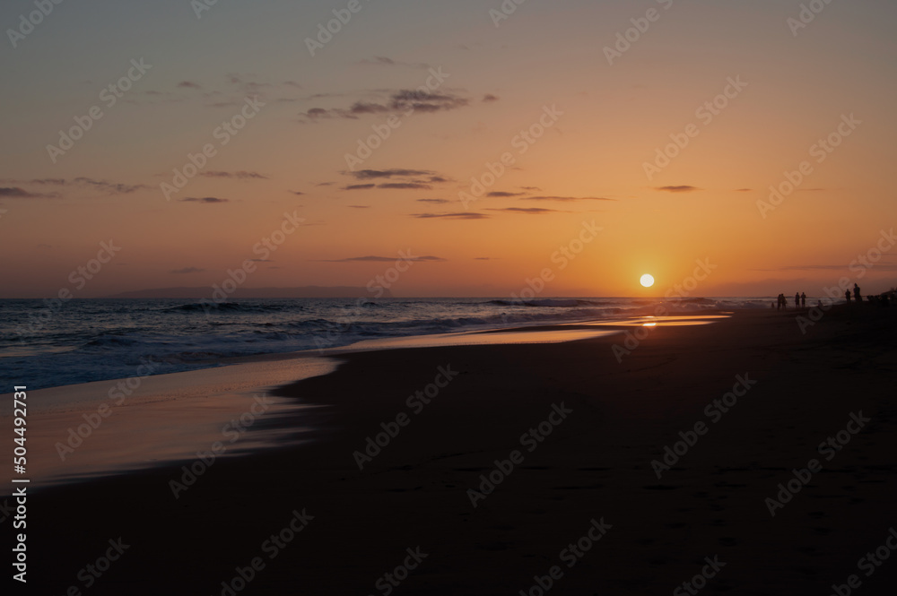Sunset at the beach, Kauai Island