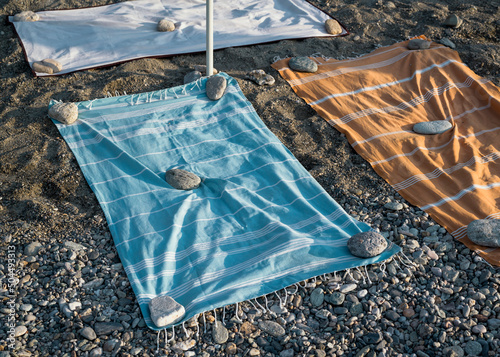 Towels at beach photo