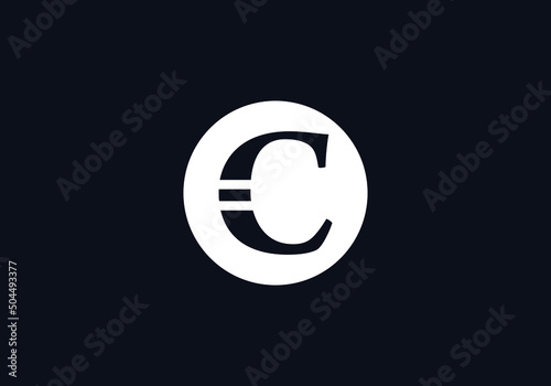 Flat letter logo and circle icon design vector C