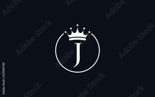 Royal vintage and golden jewel crown vector and gold crown logo and symbol with the letter J