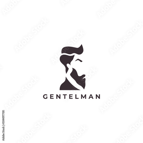 man head barber shop logo design vector icon illustration