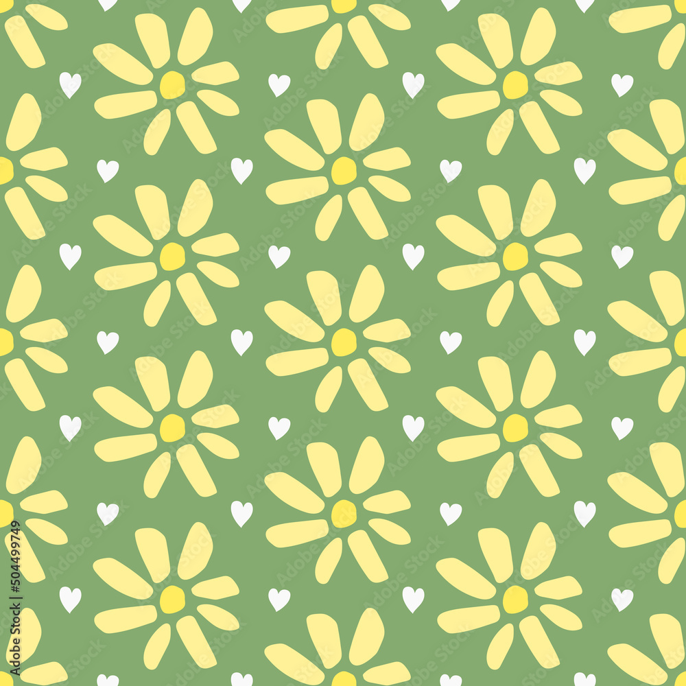 yellow flower hand drawn seamless pattern yellow flower hand drawn seamless pattern
