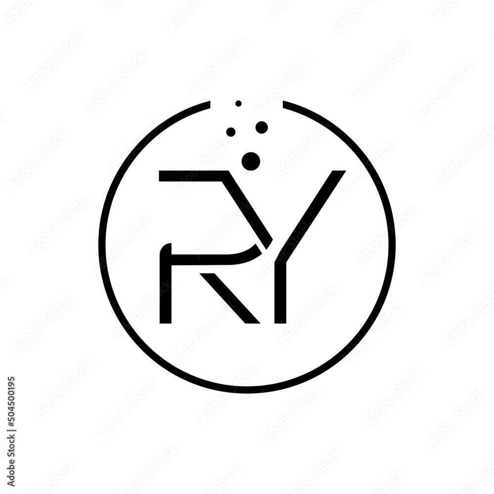 Initial RY Letter Logo Design Vector Template. RY Letter Logo Design Vector with Dots Illustration. - obrazy, fototapety, plakaty 