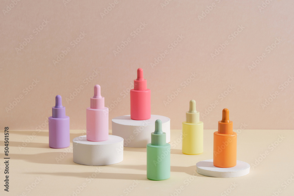 Face and body skin care products in the glass bottles Face and body skin care products in the glass bottles
